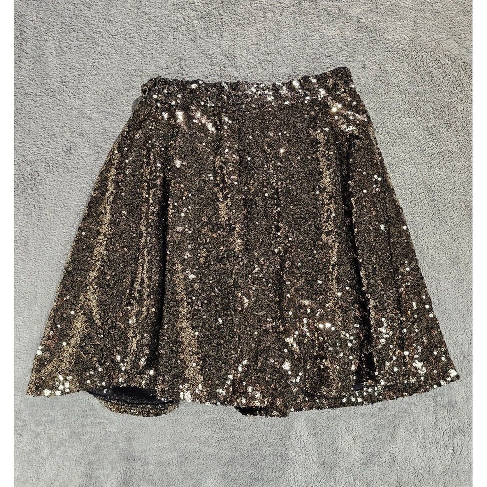 Xhilaration Womens XS Gold Sequin Mini Skirt A-Line Party Holiday Sparkle XS/TP
